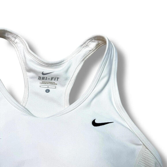 Nike Dri-FIT Racerback Sports Bra White SzL High Support Workout Activewear Gym - Picture 2 of 6